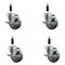 Service Caster 3.5'' Gray Poly Swivel 7/8'' Expanding Stem Caster Set with Brake, 4PK SCC-EX20S3514-PPUB-TLB-78-4 - alternate 1